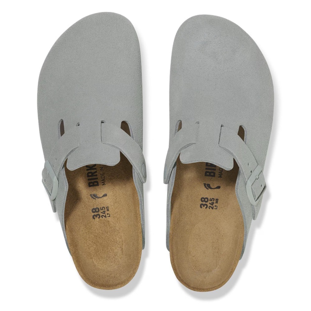 Birkenstock Boston Suede Leather Clogs - Pure Sage Size EU 43 / US 10-10.5
